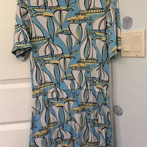 Lilly Pulitzer Blue and Yellow Sailboat-Print Dress
